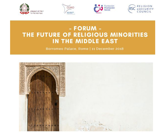 El CEMO organiza en Italia un seminario el 11 de diciembre dedicado a “El Futuro de las Minorías Religiosas en Oriente Medio»