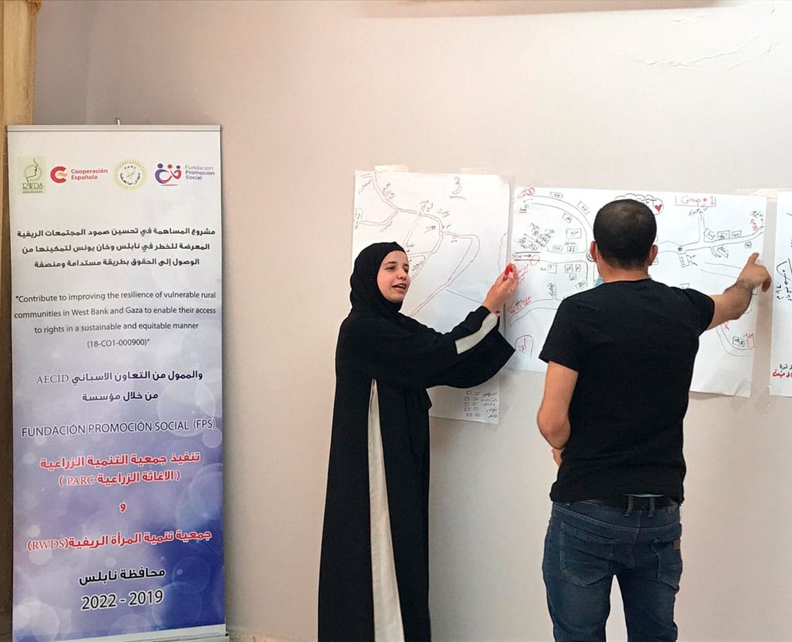 Comités de protección en los que participan agricultores, mujeres cooperativistas y jóvenes se forman en gestión y reducción de riesgos en Nablus, Palestina
