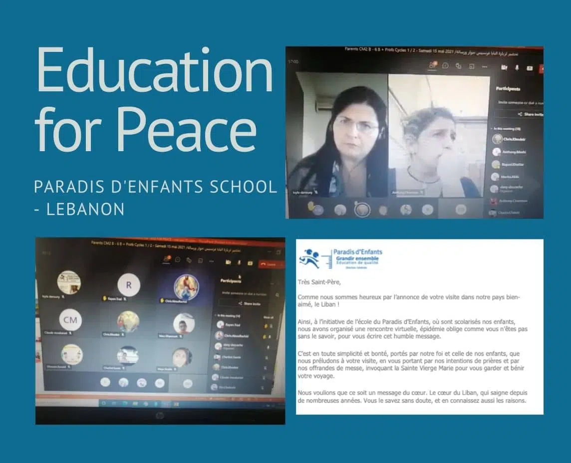 The last session of the educating for peace project in Lebanon was given to the parents of the students of the Paradis d’Enfants school