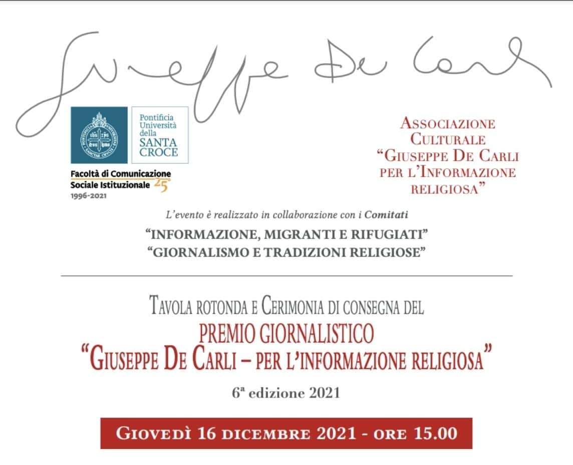 Premio “Giuseppe de Carli” 2021 – 6ª edizione 2021