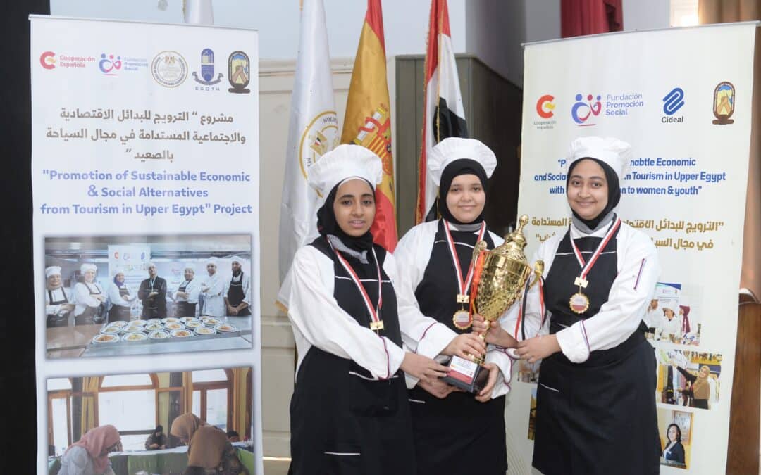 Tres alumnas de la Escuela de Hostelería de Luxor ganan el Concurso de Cocina de nuestro convenio en Egipto